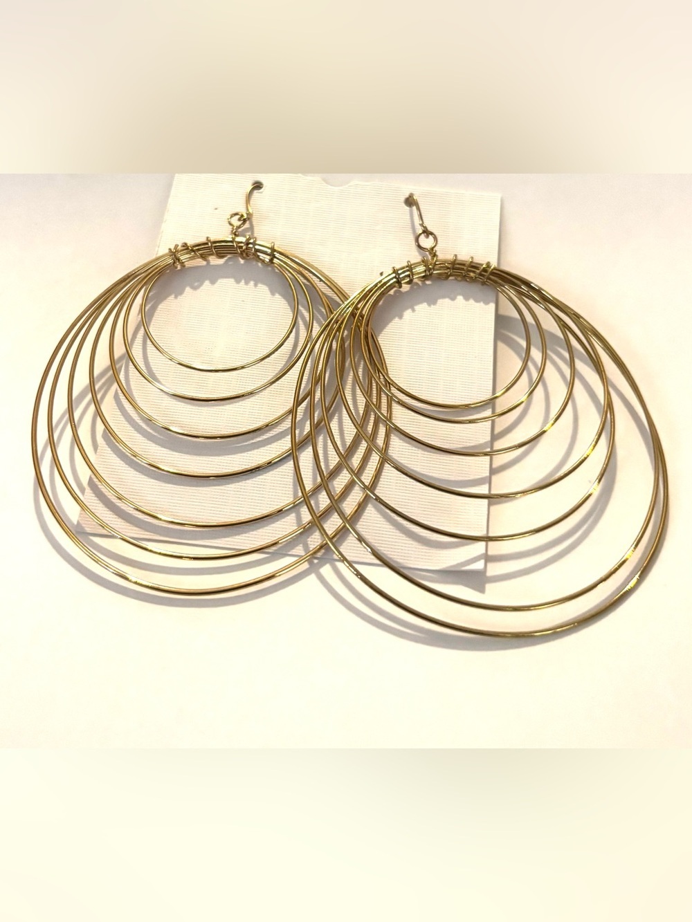 Fashion Jewelry Gold Layered Multi-Hoop Drop Earrings